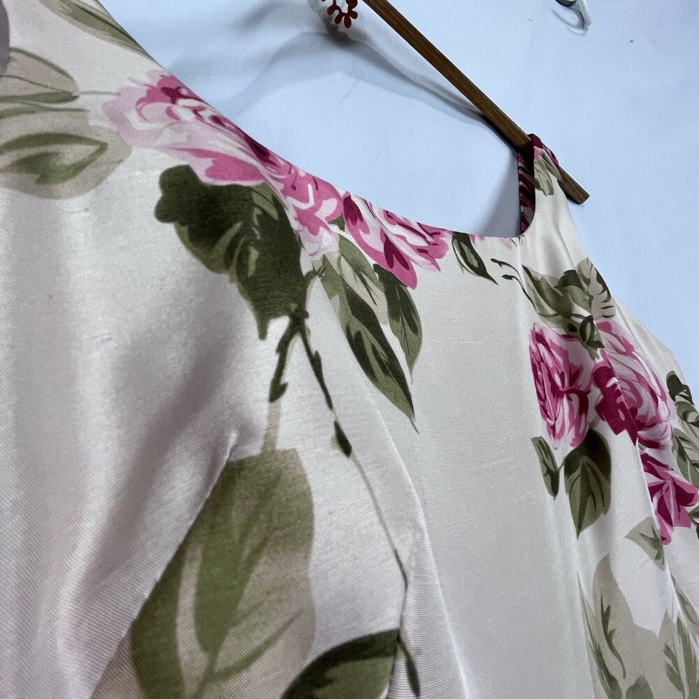 Donna Ricco 100% Silk Floral Dress Size 8 Pink Roses Fit Flare - Picture 10 of 16